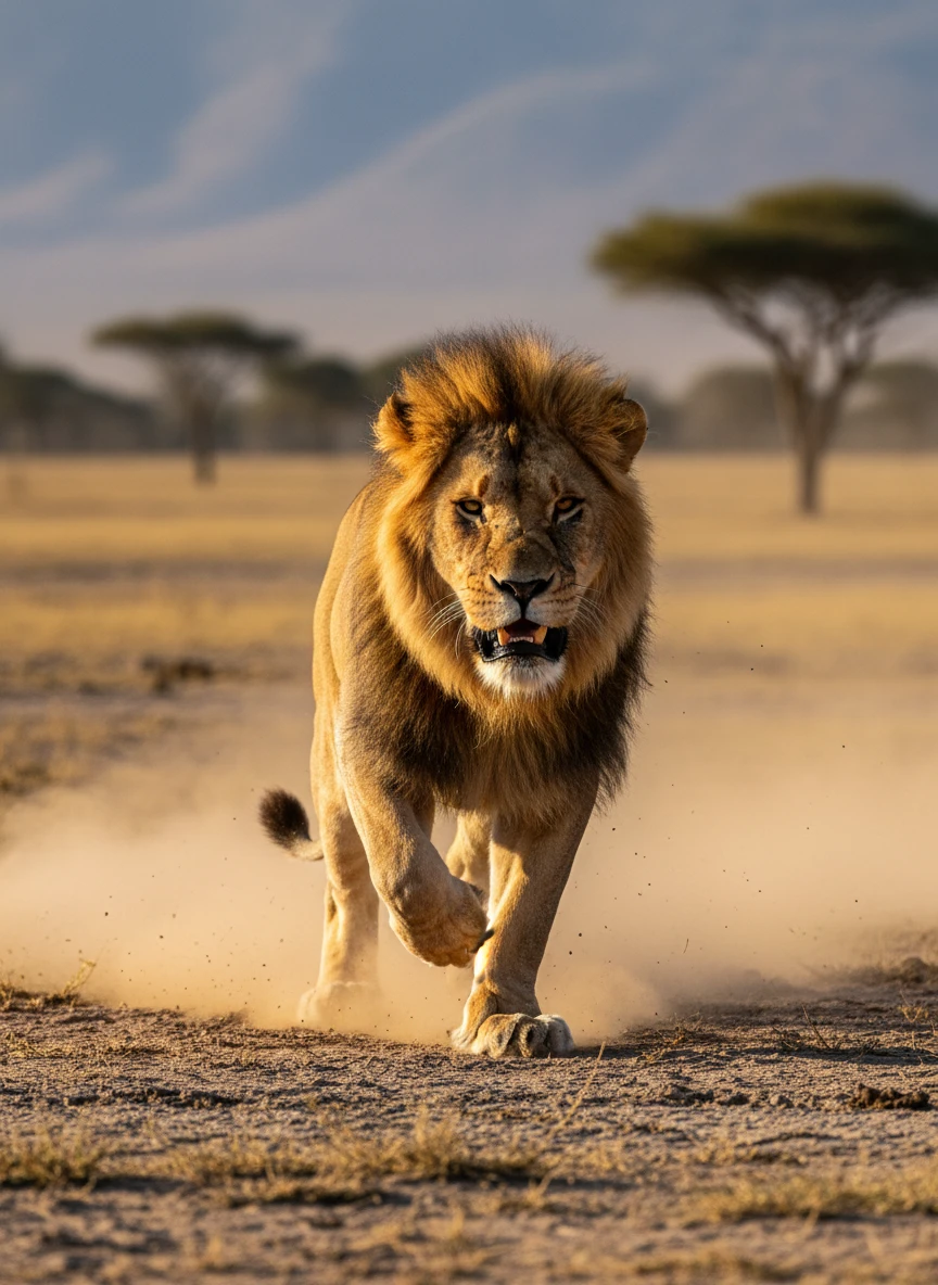 Charging Fierce Lion