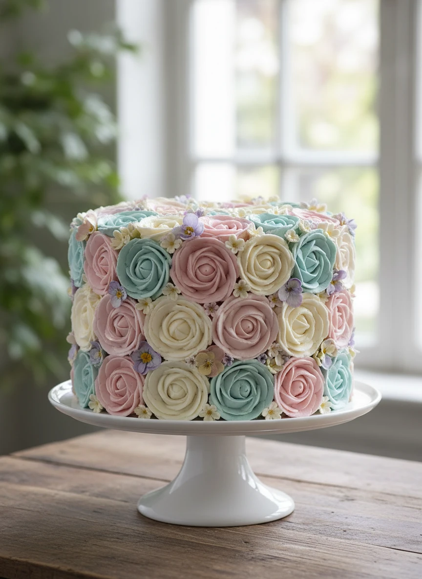 Elegant Floral Garden Cake