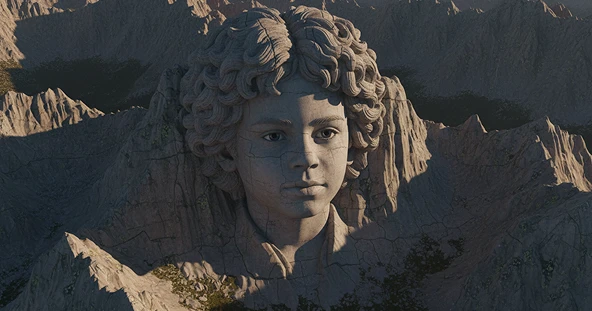 AI Mount Rushmore face carving effect photo