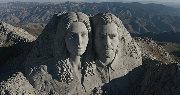 Photo turned into Mount Rushmore with AI