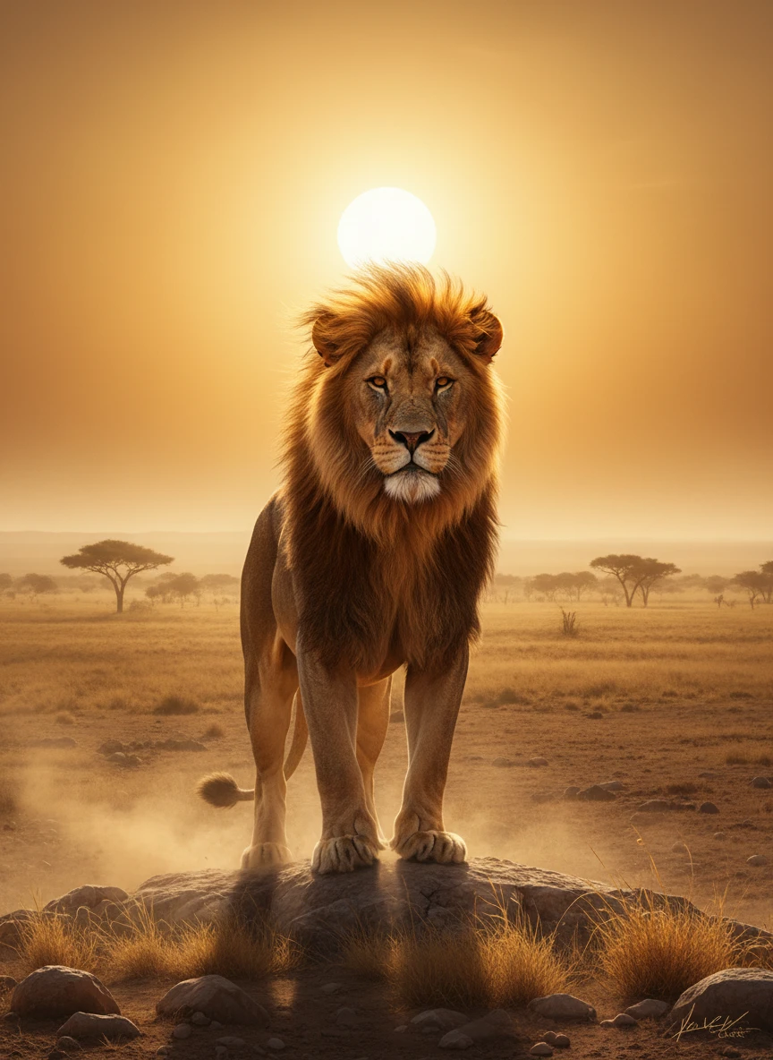 Lion Under Blazing Sun