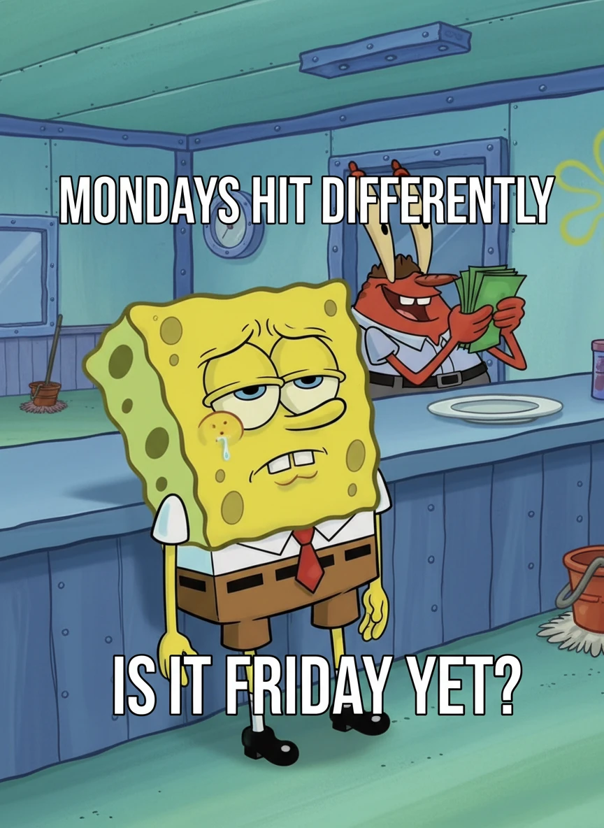 Tired SpongeBob at Work Meme